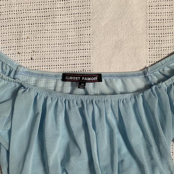 Baby Blue Puff Short Sleeve Crop Top - Picture 2 of 3
